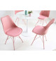 Chaise rose matelassée simili cuir rose / Pieds métal rose