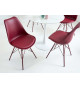 Chaise bordeaux matelassée simili cuir bordeaux / Pieds métal bordeaux