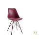Chaise bordeaux matelassée simili cuir bordeaux / Pieds métal bordeaux