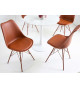 Chaise marron matelassée simili cuir marron / Pieds métal marron