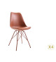 Chaise marron matelassée simili cuir marron / Pieds métal marron