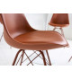 Chaise marron matelassée simili cuir marron / Pieds métal marron