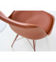 Chaise marron matelassée simili cuir marron / Pieds métal marron