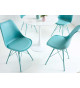 Chaise bleue matelassée simili cuir bleu / Pieds métal bleu