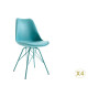 Chaise bleue matelassée simili cuir bleu / Pieds métal bleu