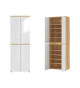 Armoire d'entrée blanche et bois, 10 rangements