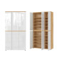 Armoire d'entrée blanche et bois, 20 rangements