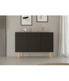 Buffet noir 3 portes 120 cm scandinave pas cher