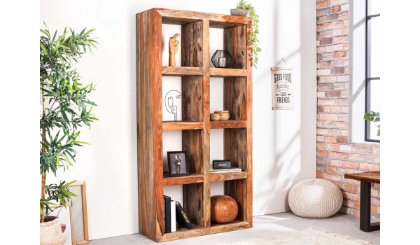 Étagère massive en bois de Sesham 8 casiers