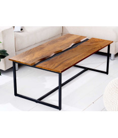 Table basse rectangulaire bois de manguier et métal noir