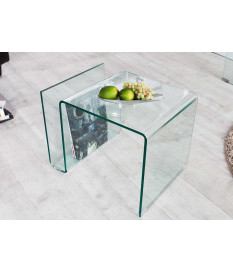 Table d'appoint porte revues en verre trempé
