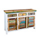 Buffet blanc et bois recyclé coloré