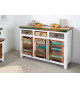 Buffet blanc et bois recyclé coloré