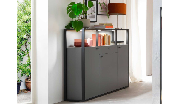 Meuble buffet haut gris moderne