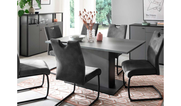 Table de repas grise anthracite moderne 160 cm