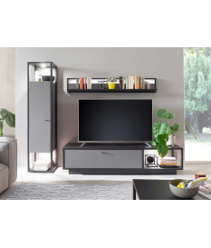 Composition TV mural gris anthracite moderne