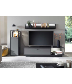Ensemble TV mural gris anthracite moderne