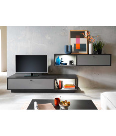 Meuble TV mural gris anthracite moderne