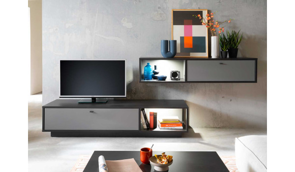 Meuble TV mural gris anthracite moderne