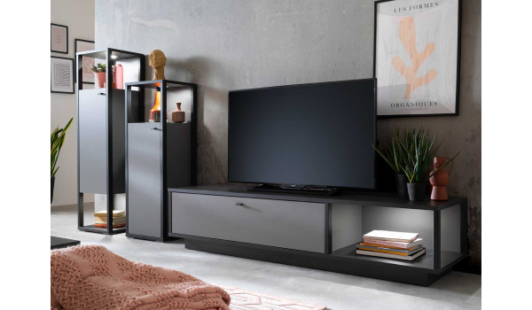 Grand ensemble tv gris anthracite moderne