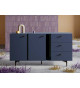 Meuble buffet bleu marine 2 portes 3 tiroirs
