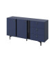 Meuble buffet bleu marine 2 portes 3 tiroirs