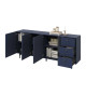 Meuble buffet bleu marine 3 portes 3 tiroirs