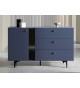 Buffet bleu marine 1 porte 3 tiroirs 138 cm