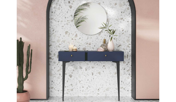 Console design bleue marine 2 tiroirs