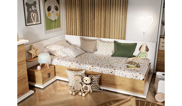 Lit coffre 90x200 avec sommier et matelas