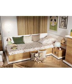 Lit coffre levage à droite 90x200 avec sommier et matelas