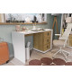 Bureau blanc alpin et décor chêne 3 tiroirs
