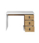 Bureau blanc alpin et décor chêne 3 tiroirs