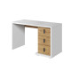 Bureau blanc alpin et décor chêne 3 tiroirs