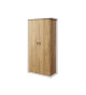 Armoire de chambre 2 portes blanche et chêne