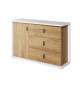 Commode blanche et bois 1 portes 3 tiroirs