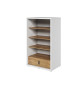 Grande bibliothèque étagère blanche et bois