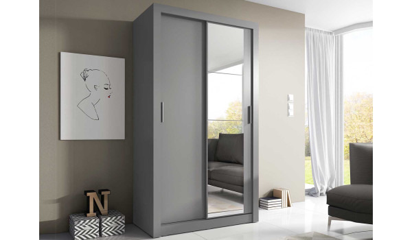 Armoire coulissante grise dressing et rangement