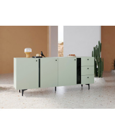 Buffet 3 portes 3 tiroirs coloris vert sauge