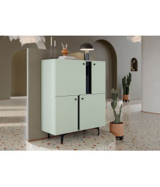 Commode haute vert sauge 4 portes