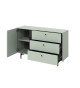 Buffet vert sauge 1 porte 3 tiroirs 138 cm