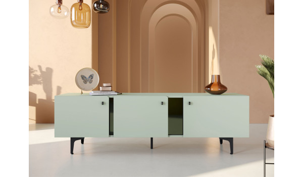 Meuble Télé vert sauge 165 cm 3 portes