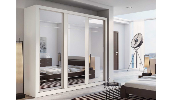 Grande armoire coulissante avec miroir blanche