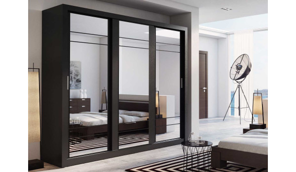 Grande armoire coulissante avec miroir dressing et rangement