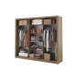 Grande armoire coulissante avec miroir chêne Shetland