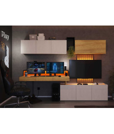 Ensemble bureau meuble TV et rangement