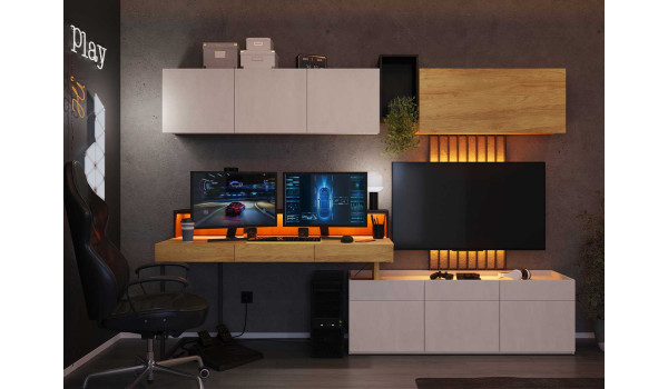 Ensemble bureau meuble TV et rangement