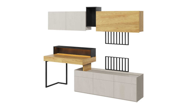 Ensemble meuble TV bureau et rangement