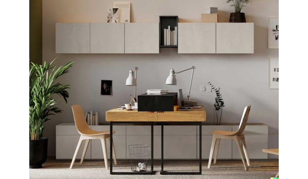 Double bureaux avec rangement haut et bas