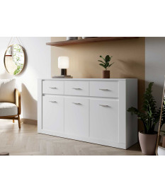 Buffet blanc 3 portes 3 tiroirs 160 cm